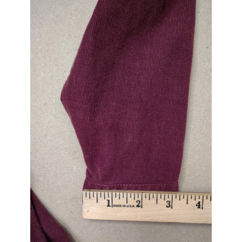 Laura Ashley Vintage Corduroy Midi Dress Sz 8 Modest Burgundy Purple Puff Sleeve - Picture 14 of 16
